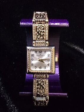 Vintage Anne Klein Reversible Dual Tone and Gold Tone Square Dial Watch